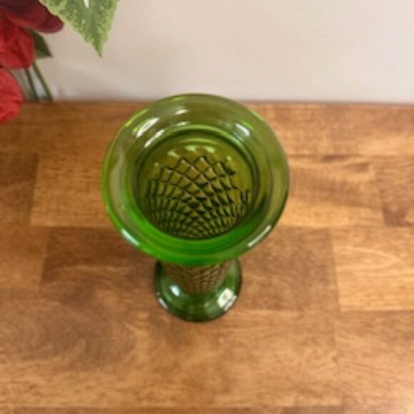 Vintage E.O. Brody Co. Emerald‎ Green Glass Bud Vase Diamond Pattern USA - Picture 4 of 5